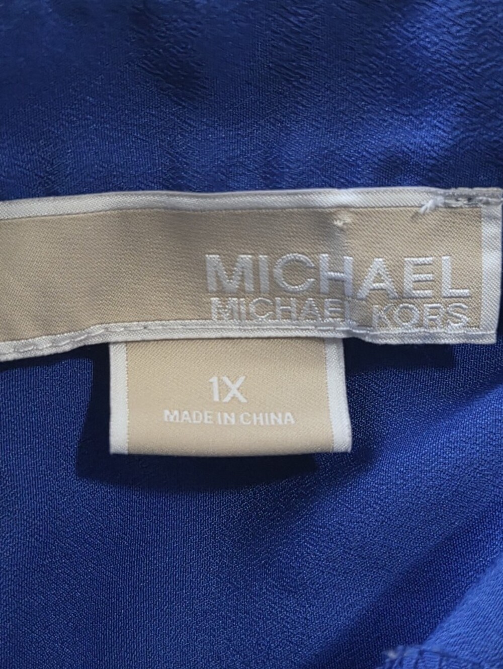 Michael Kors Cobalt Blue V-Neck Utility Blouse with Zip Accents - Picture 11 of 13
